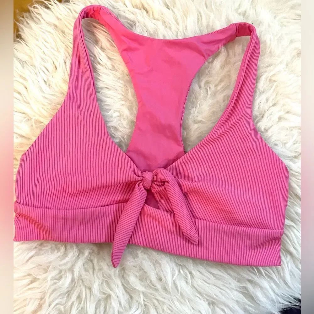 Ribbed Bikini Top Pink M